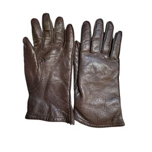 Leather Fur-lined Vintage Men’s Brown Gloves Bomber Style Excellent  Condition!